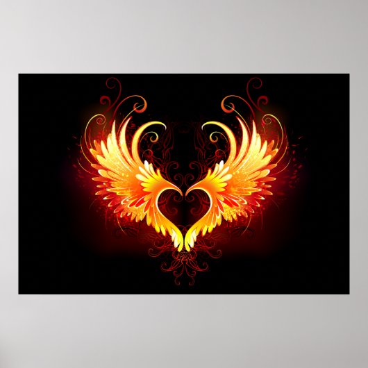 Angel Fire Heart with Wings Poster (Vorne)
