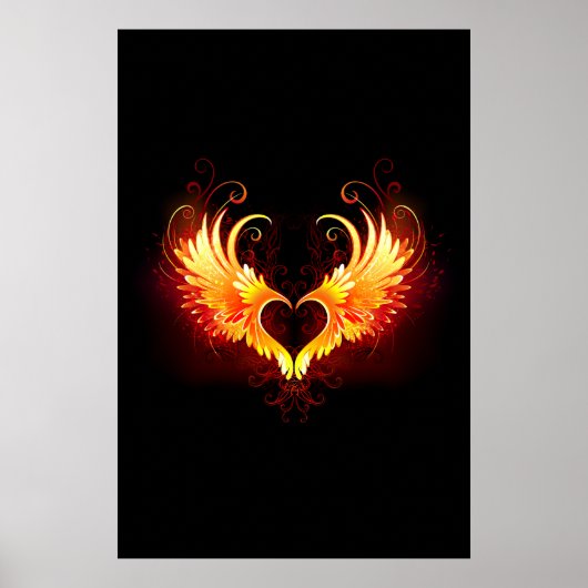 Angel Fire Heart with Wings Poster (Vorne)