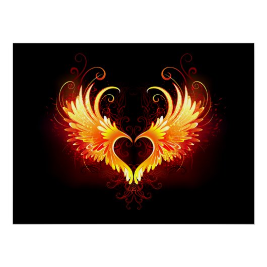 Angel Fire Heart with Wings Poster (Vorderseite)