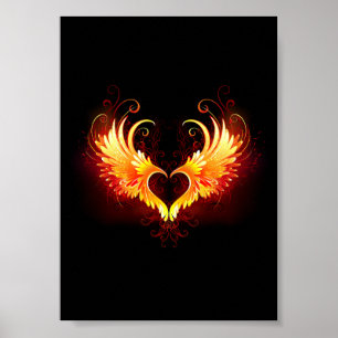 Angel Fire Heart with Wings Poster