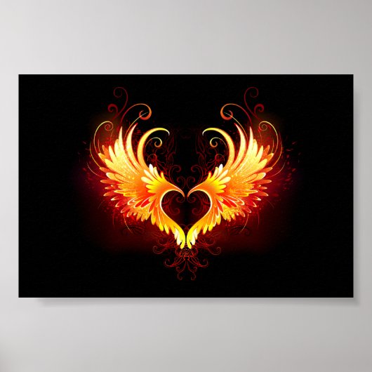 Angel Fire Heart with Wings Poster (Vorne)