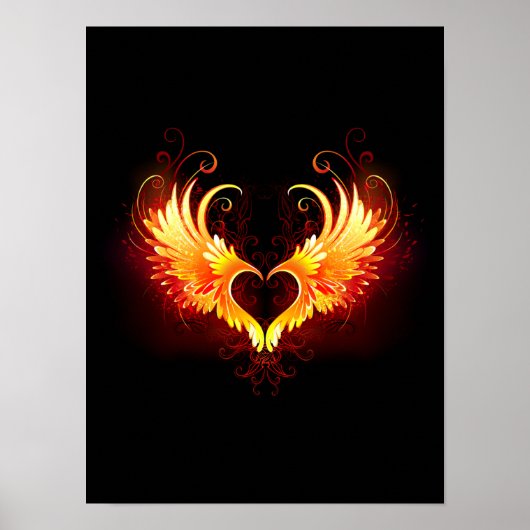Angel Fire Heart with Wings Poster (Vorne)