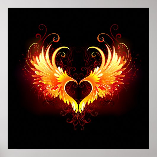 Angel Fire Heart with Wings Poster (Vorne)