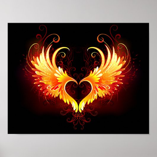 Angel Fire Heart with Wings Poster (Vorne)