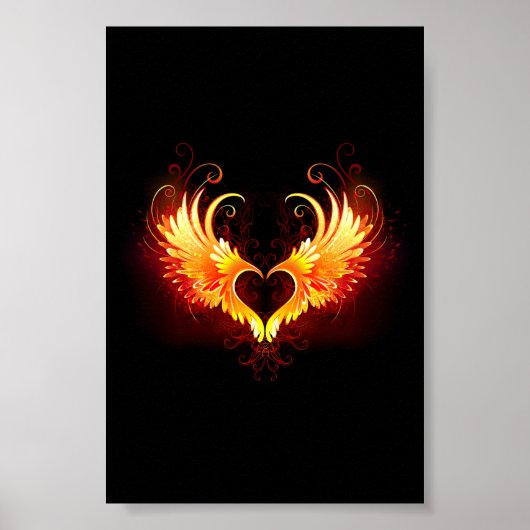 Angel Fire Heart with Wings Poster (Vorne)