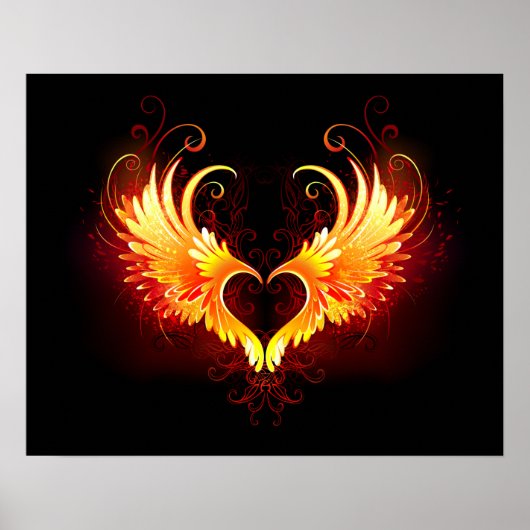 Angel Fire Heart with Wings Poster (Vorne)