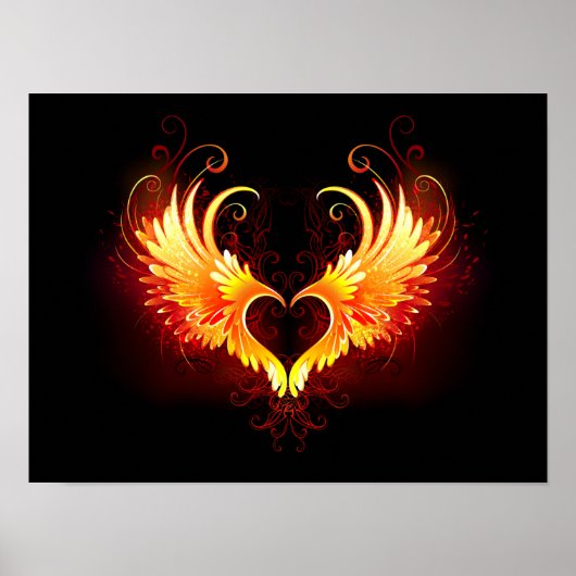 Angel Fire Heart with Wings Poster (Vorne)