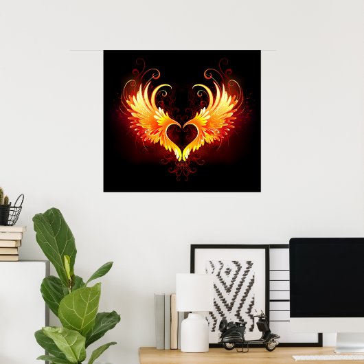 Angel Fire Heart with Wings Poster (Heimbüro)
