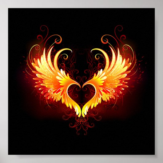 Angel Fire Heart with Wings Poster (Vorne)