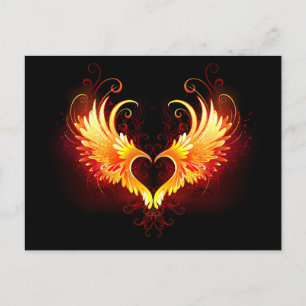Angel Fire Heart with Wings Postkarte