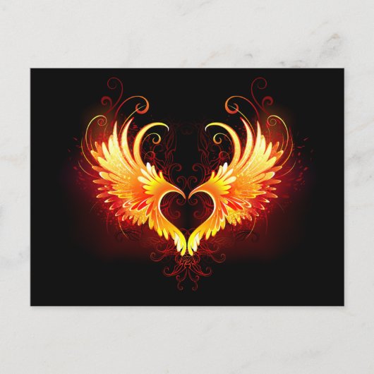 Angel Fire Heart with Wings Postkarte (Vorderseite)