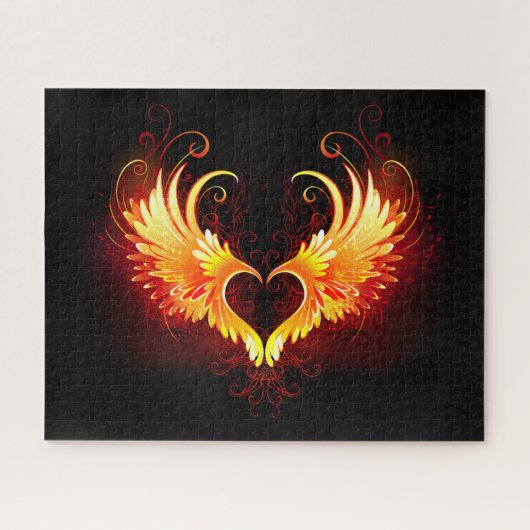 Angel Fire Heart with Wings Puzzle (Horizontal)