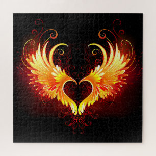 Angel Fire Heart with Wings Puzzle