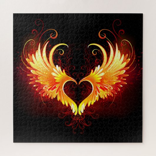 Angel Fire Heart with Wings Puzzle (Horizontal)