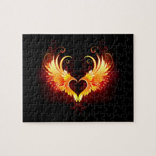 Angel Fire Heart with Wings Puzzle (Horizontal)