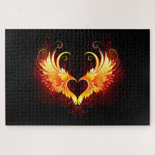 Angel Fire Heart with Wings Puzzle