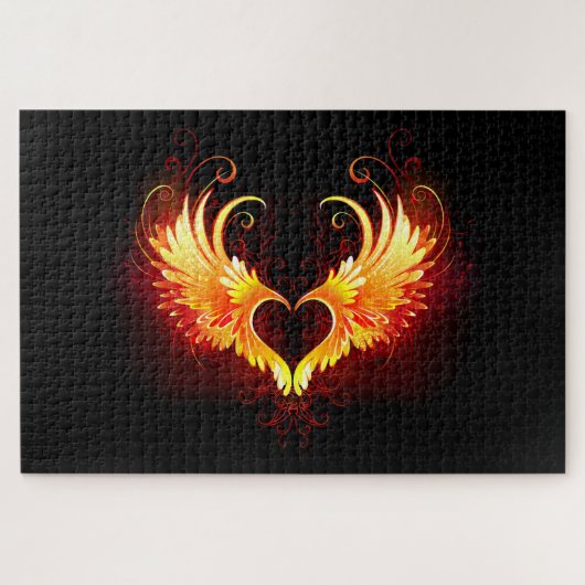 Angel Fire Heart with Wings Puzzle (Horizontal)