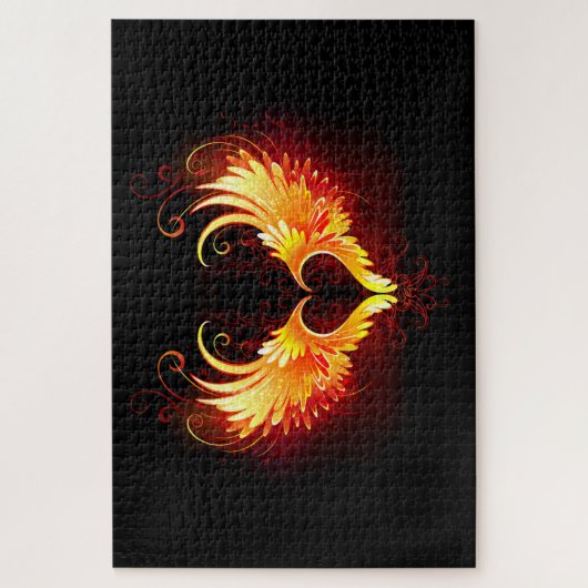 Angel Fire Heart with Wings Puzzle (Vertikal)