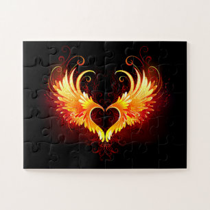 Angel Fire Heart with Wings Puzzle