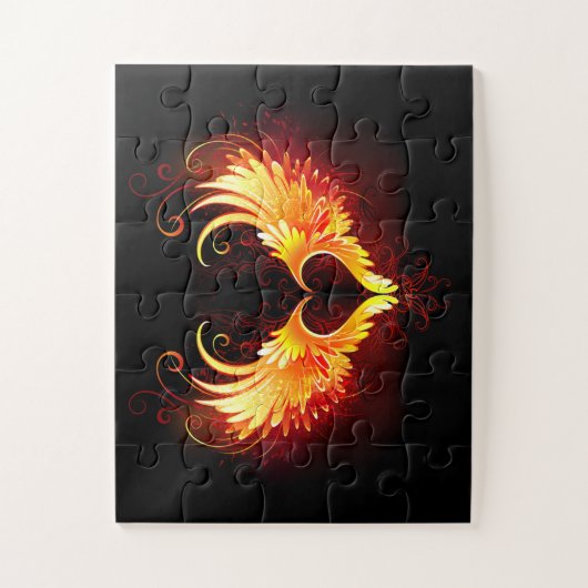 Angel Fire Heart with Wings Puzzle (Vertikal)