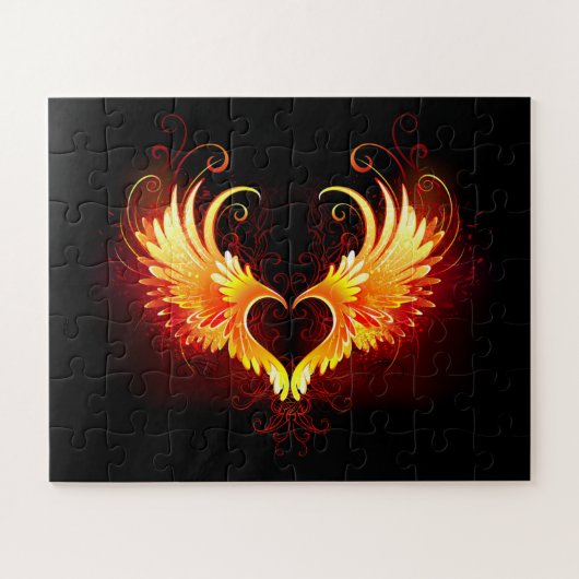 Angel Fire Heart with Wings Puzzle (Horizontal)