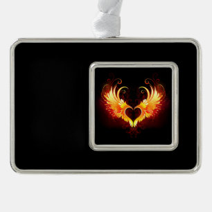 Angel Fire Heart with Wings Rahmen-Ornament Silber