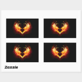 Angel Fire Heart with Wings Rechteckiger Aufkleber (Blatt)