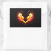 Angel Fire Heart with Wings Rechteckiger Aufkleber (Tasche)