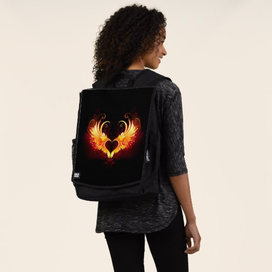 Angel Fire Heart with Wings Rucksack (Ausgewaschen)