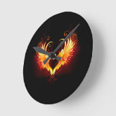 Angel Fire Heart with Wings Runde Wanduhr (Winkel)