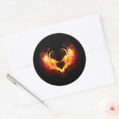 Angel Fire Heart with Wings Runder Aufkleber (Umschlag)