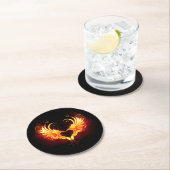 Angel Fire Heart with Wings Runder Pappuntersetzer (Vor Ort)