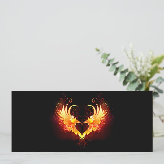 Angel Fire Heart with Wings Save The Date (Stehend Vorderseite)