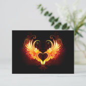 Angel Fire Heart with Wings Save The Date (Stehend Vorderseite)