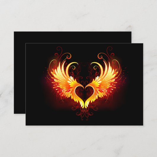 Angel Fire Heart with Wings Save The Date (Vorne/Hinten)