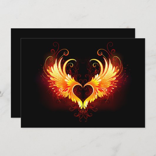 Angel Fire Heart with Wings Save The Date (Vorne/Hinten)