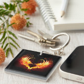 Angel Fire Heart with Wings Schlüsselanhänger (Vorderseite rechts)