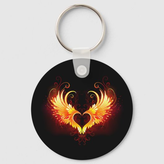 Angel Fire Heart with Wings Schlüsselanhänger (Vorderseite)