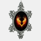 Angel Fire Heart with Wings Schneeflocken Zinn-Ornament (Links)