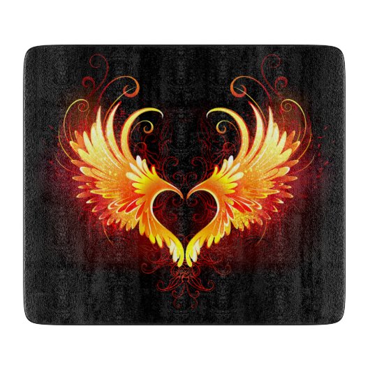 Angel Fire Heart with Wings Schneidebrett (Vorderseite)