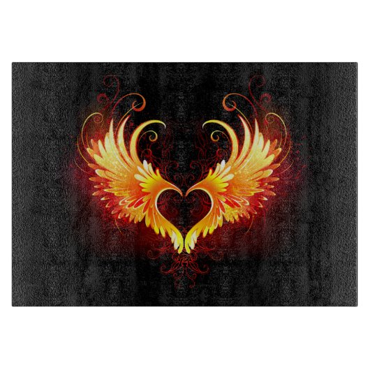 Angel Fire Heart with Wings Schneidebrett (Vorderseite)