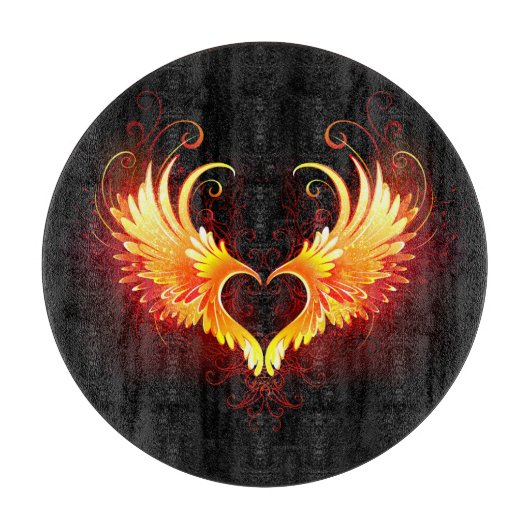 Angel Fire Heart with Wings Schneidebrett (Vorderseite)