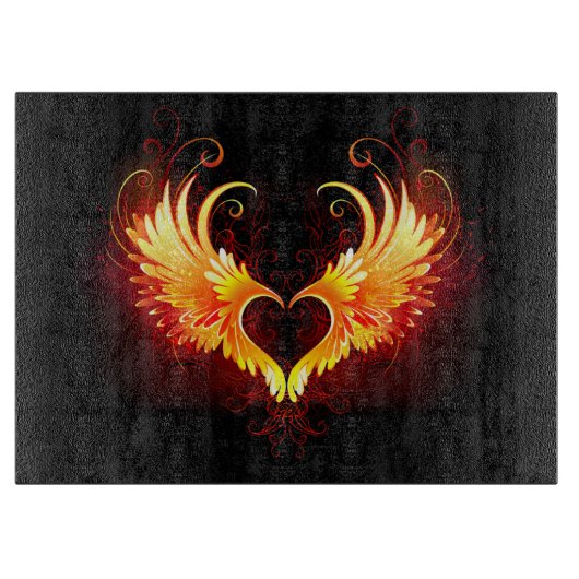 Angel Fire Heart with Wings Schneidebrett (Vorderseite)