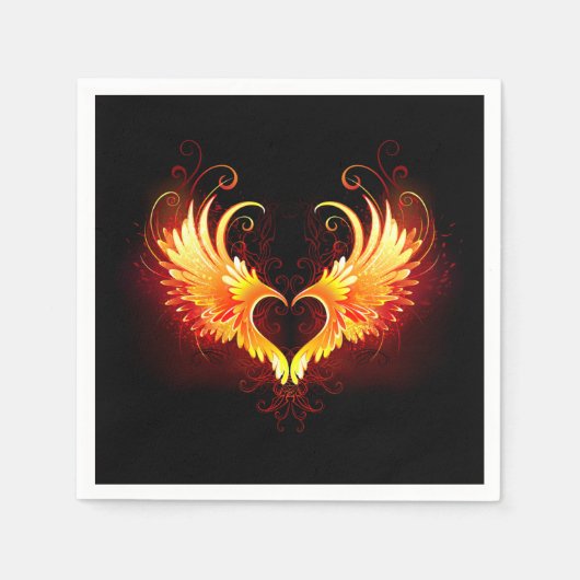 Angel Fire Heart with Wings Serviette (Vorderseite)