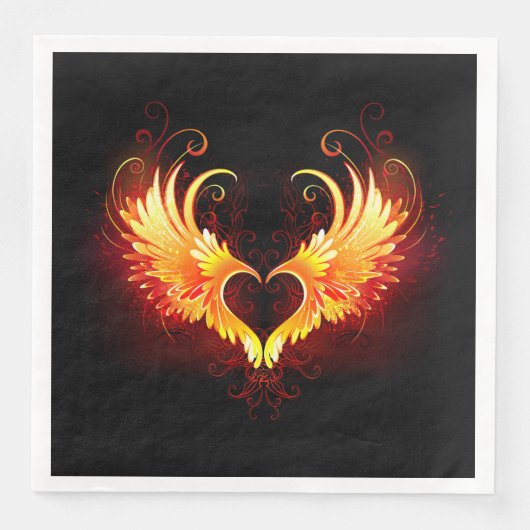 Angel Fire Heart with Wings Serviette (Vorderseite)