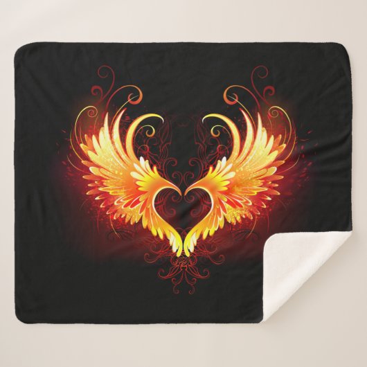 Angel Fire Heart with Wings Sherpadecke (Vorderseite (Horizontal))