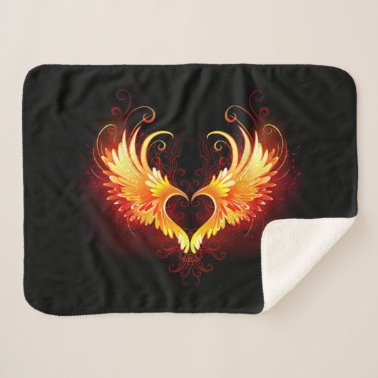Angel Fire Heart with Wings Sherpadecke (Vorderseite (Horizontal))