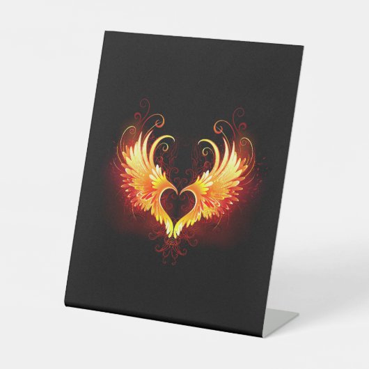 Angel Fire Heart with Wings Sockelschild (Vorderseite)