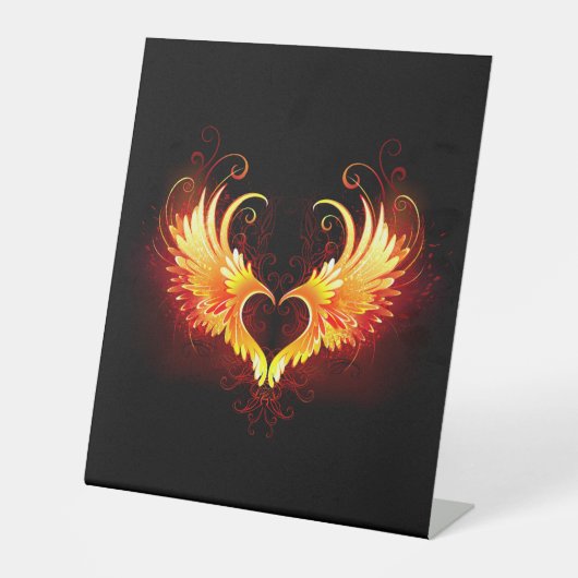 Angel Fire Heart with Wings Sockelschild (Vorderseite)
