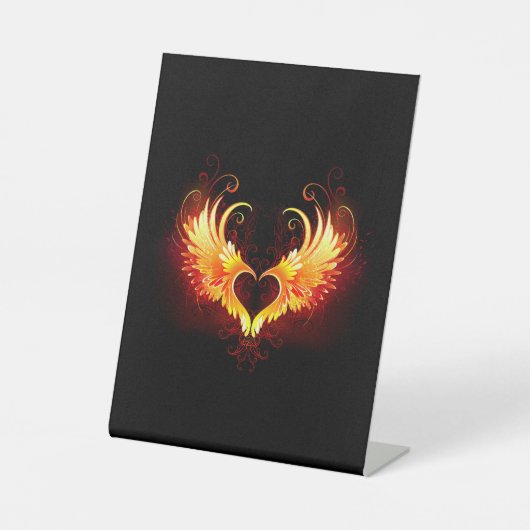 Angel Fire Heart with Wings Sockelschild (Vorderseite)